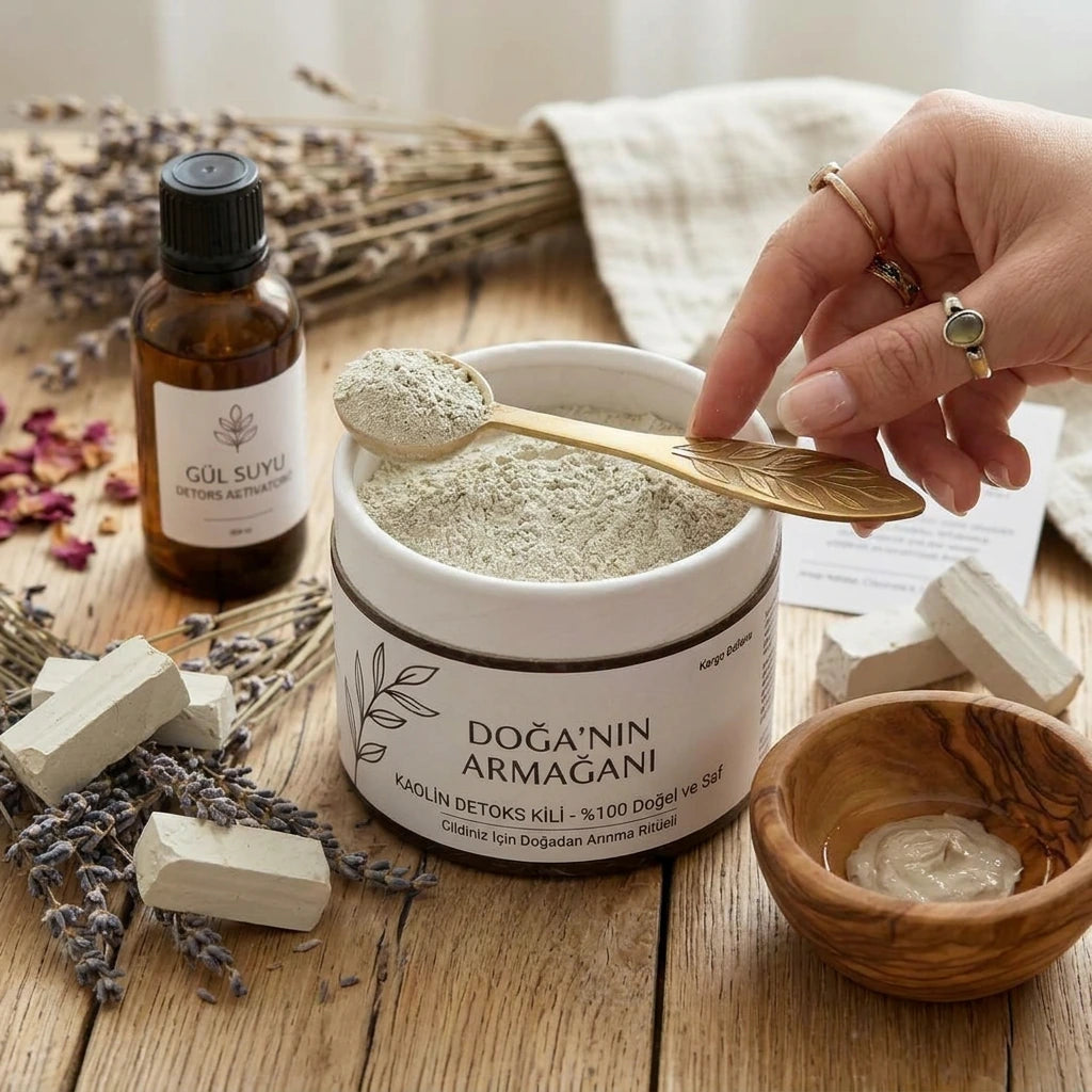 assas ciltler için doğal beyaz kaolin kili maskesi hazırlama ritüeli.