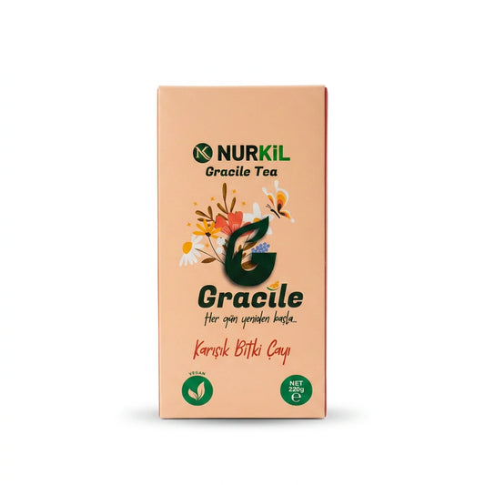 Nurkil Gracile Tea karışık bitki çayı 220 gr dekoratif ambalaj ürün görseli.