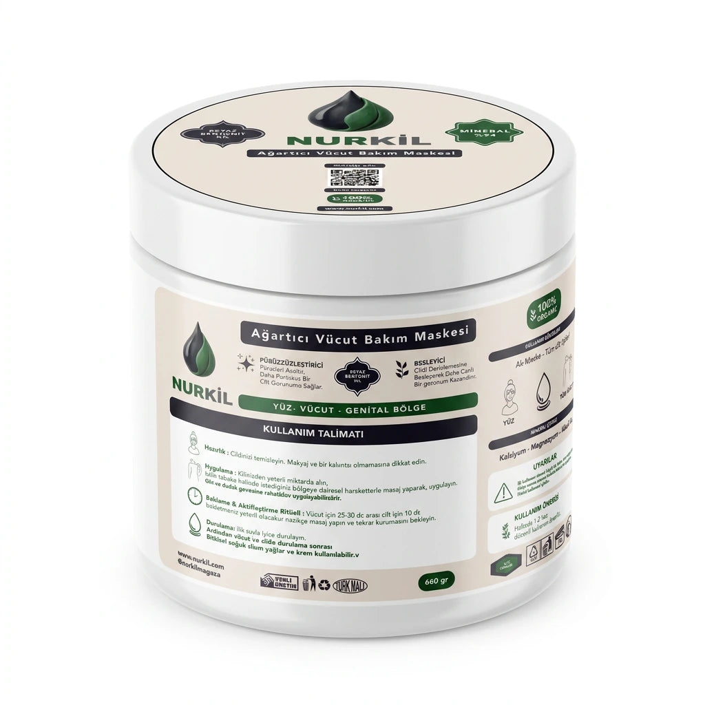Nurkil Termal %100 Doğal Beyazlatıcı Kil - Ak Maske (550gr /1,5 kg)